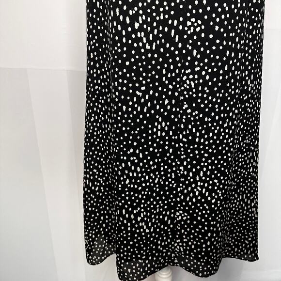 A.L.C. Black 100% Silk White Polka Dot Shift Designer Dress Women's Size 6 - Picture 4 of 9